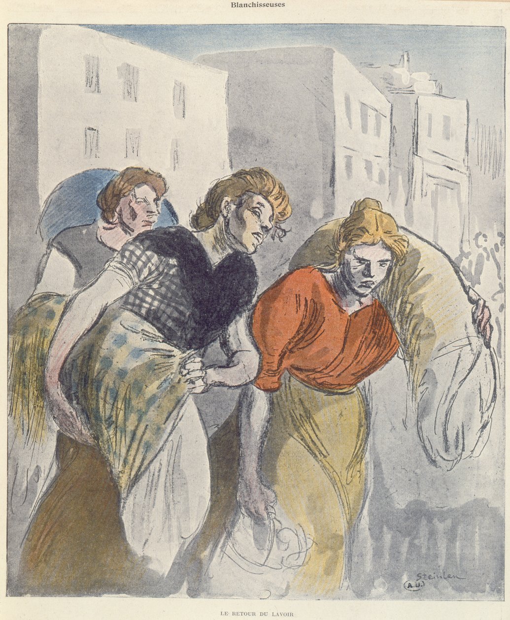 The Washerwomen Returning from the Wash House, late 19th century by Théophile Alexandre Steinlen