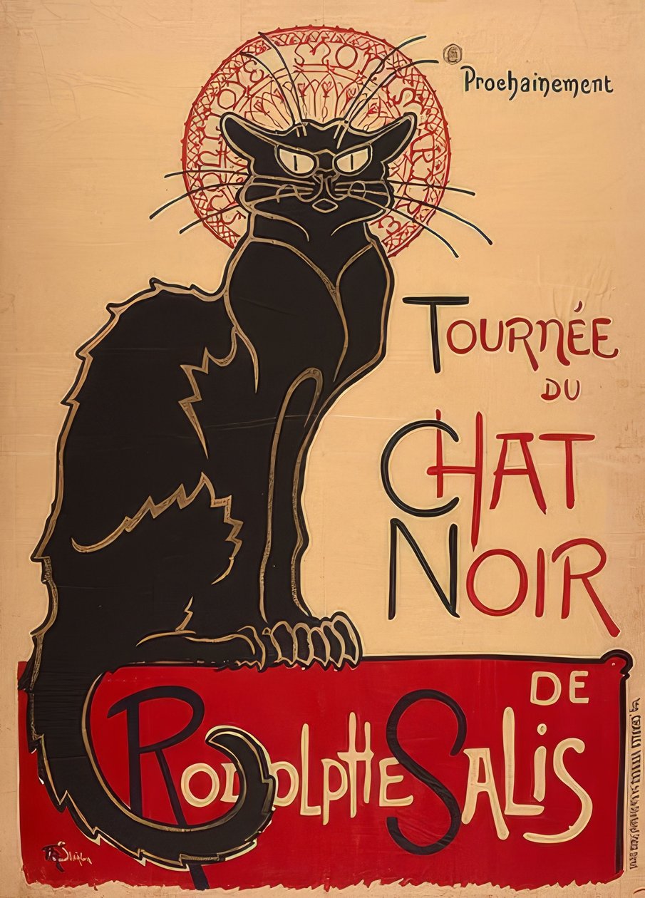 Tour of the Black Cat by Rodolphe Salis (1st Version). France 1896, Charles Vernaux, Paris by Théophile Alexandre Steinlen