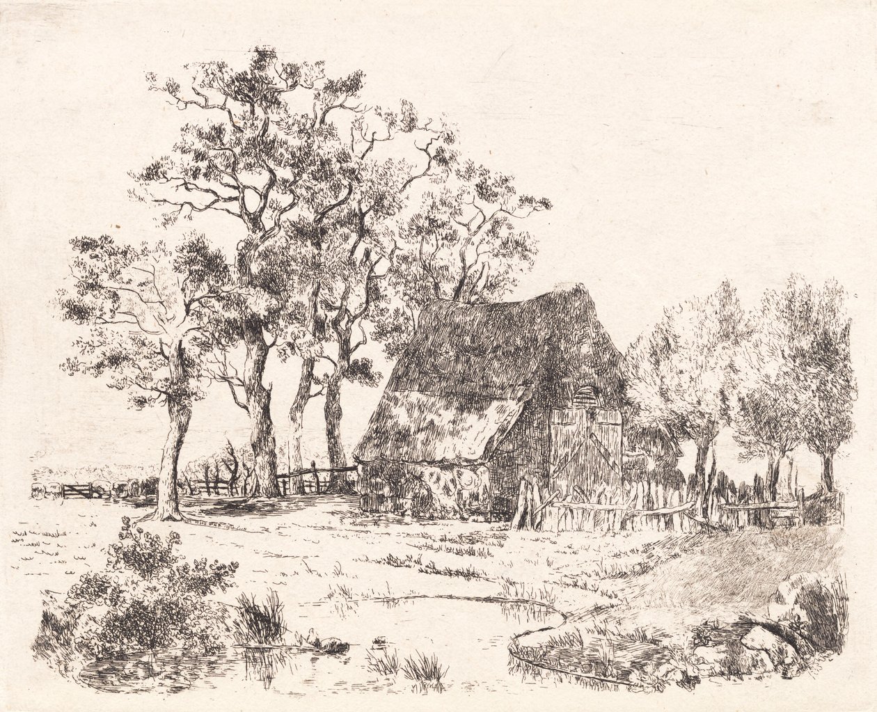 A Thatched House Among Trees by Thorald Læssøe