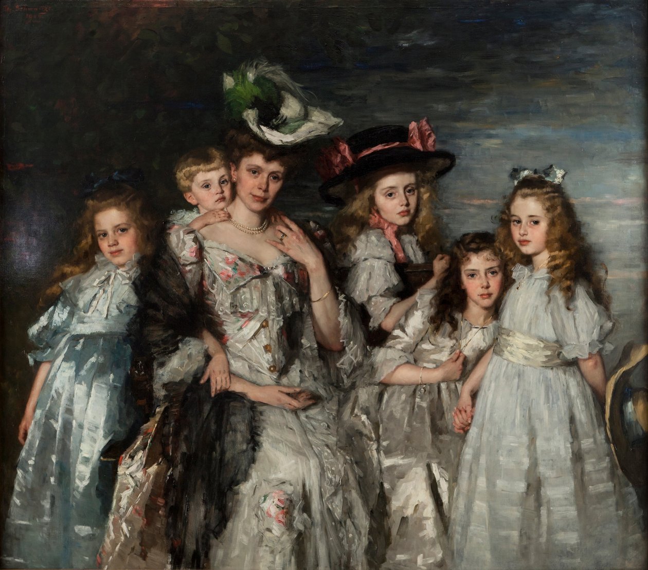 Portrait of Aleida Gijsberta Maria van Ogtrop-Hanlo and her five children by Thérèse Schwartze
