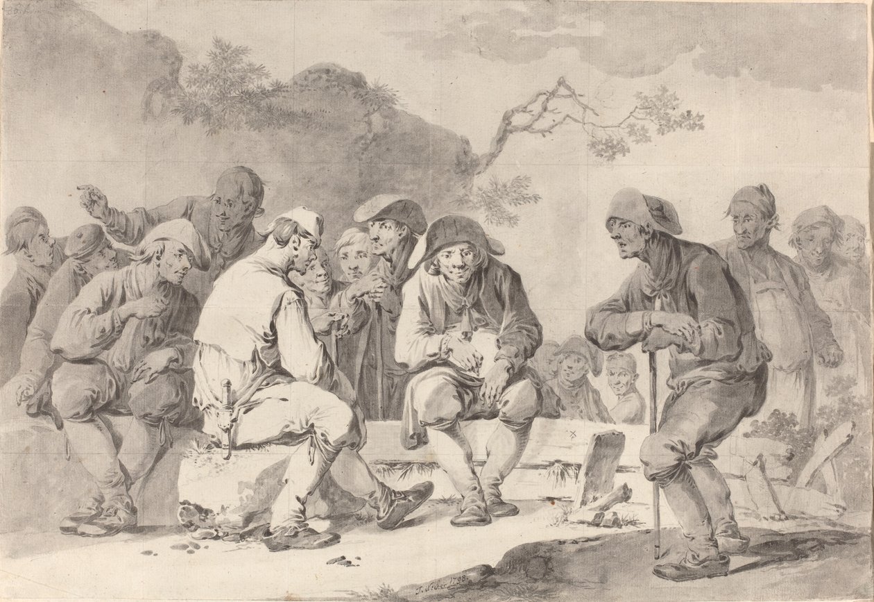 Self-Portrait with Country Folk from Appenzell, 1798 by Tiberius Dominikus Wocher