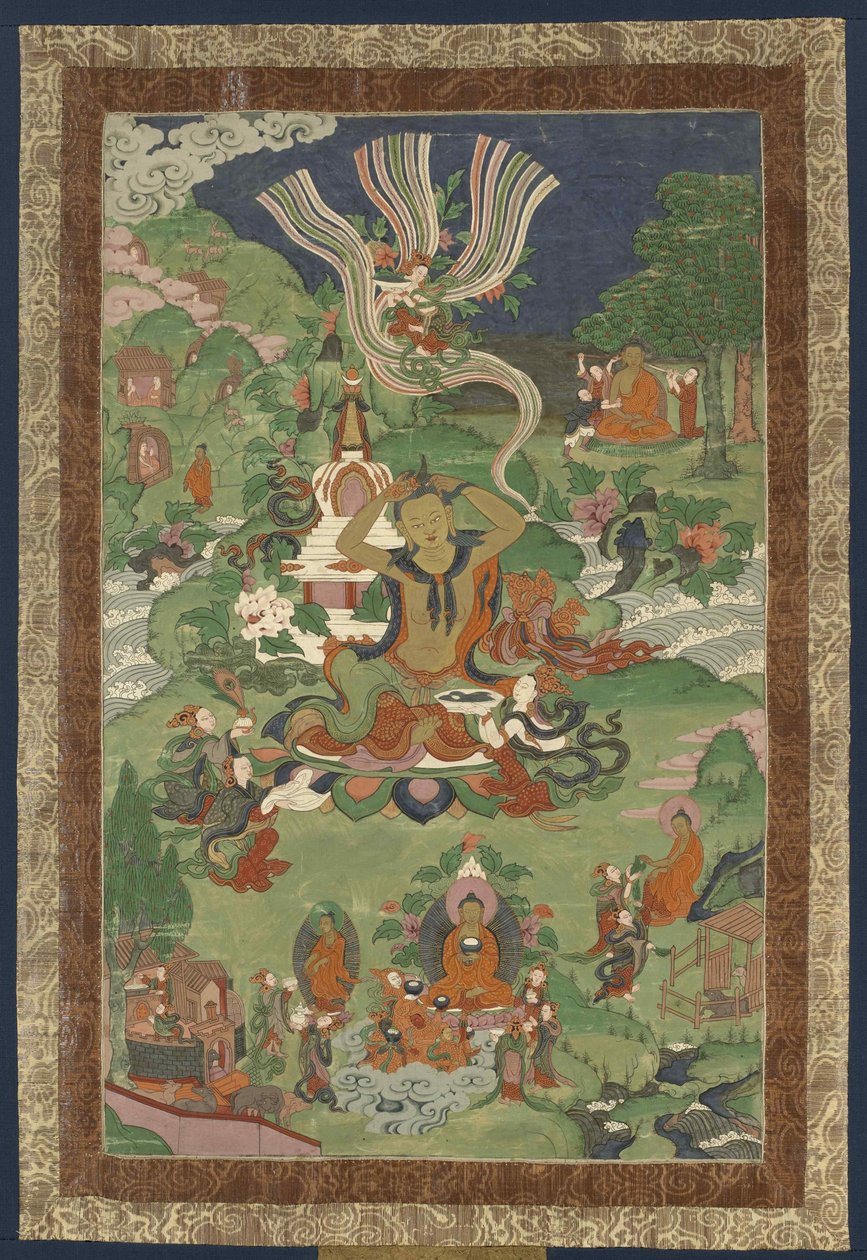 Thangka with Scenes from the Life of the Buddha by Tibetan culture.