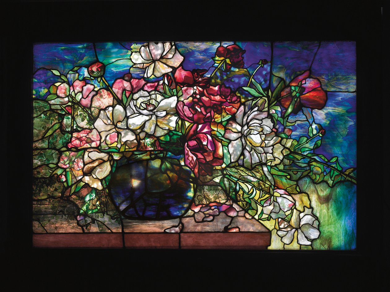 A Peony window from the Darius Goff House, Pawtucket, Rhode Island, c.1893 by Tiffany Studios