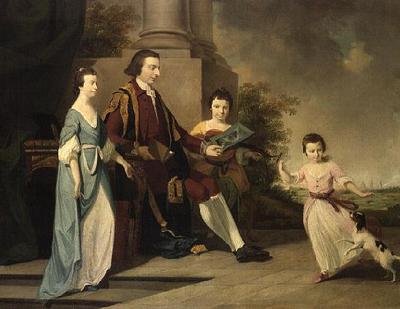 Thomas Noel, 2nd Viscount Wentworth, Seated with His Three Sisters, Judith, Elizabeth and Sophia, on Terrace with Oxford Behind by Tilly (manner of) Kettle