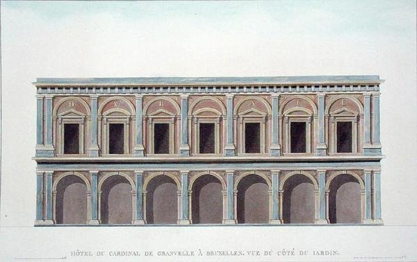 Residence of Cardinal de Granvelle, Brussels, View from the Garden, from Choix des Monuments, Edifices et Maisons les plus remarquables du Royaume des Pays-Bas by Pierre Jacques Goetghebuer, published 1827 by Tilman Francois (after) Suys