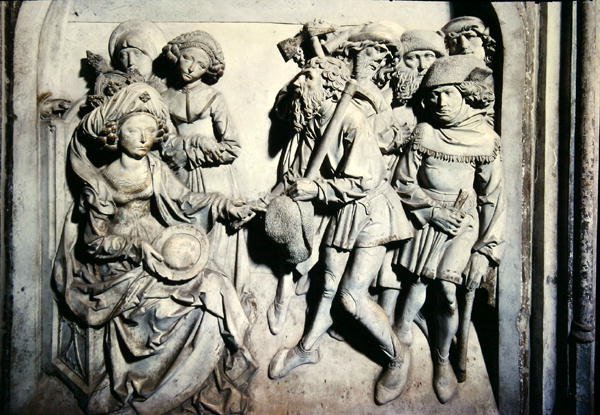 Tomb of Henri II (973-1024) and his wife Kunigunde, detail of Kunigunde dismissing dishonest servants by Tilman Riemenschneider