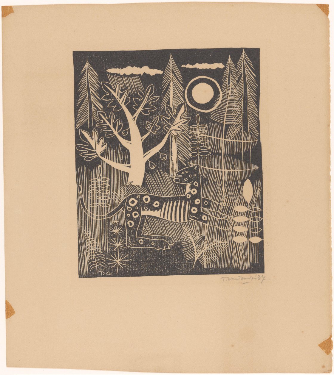 Forest Scene with Leopard by Tinus van Doorn (signed by artist)