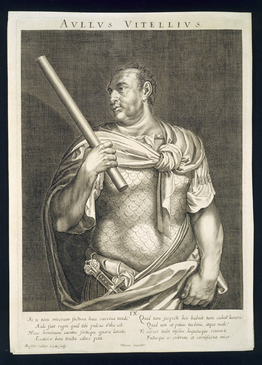 Aullus Vitellius Emperor of Rome 68 AD, Engraved by Aegidius Sadeler by Tiziano Vecelli