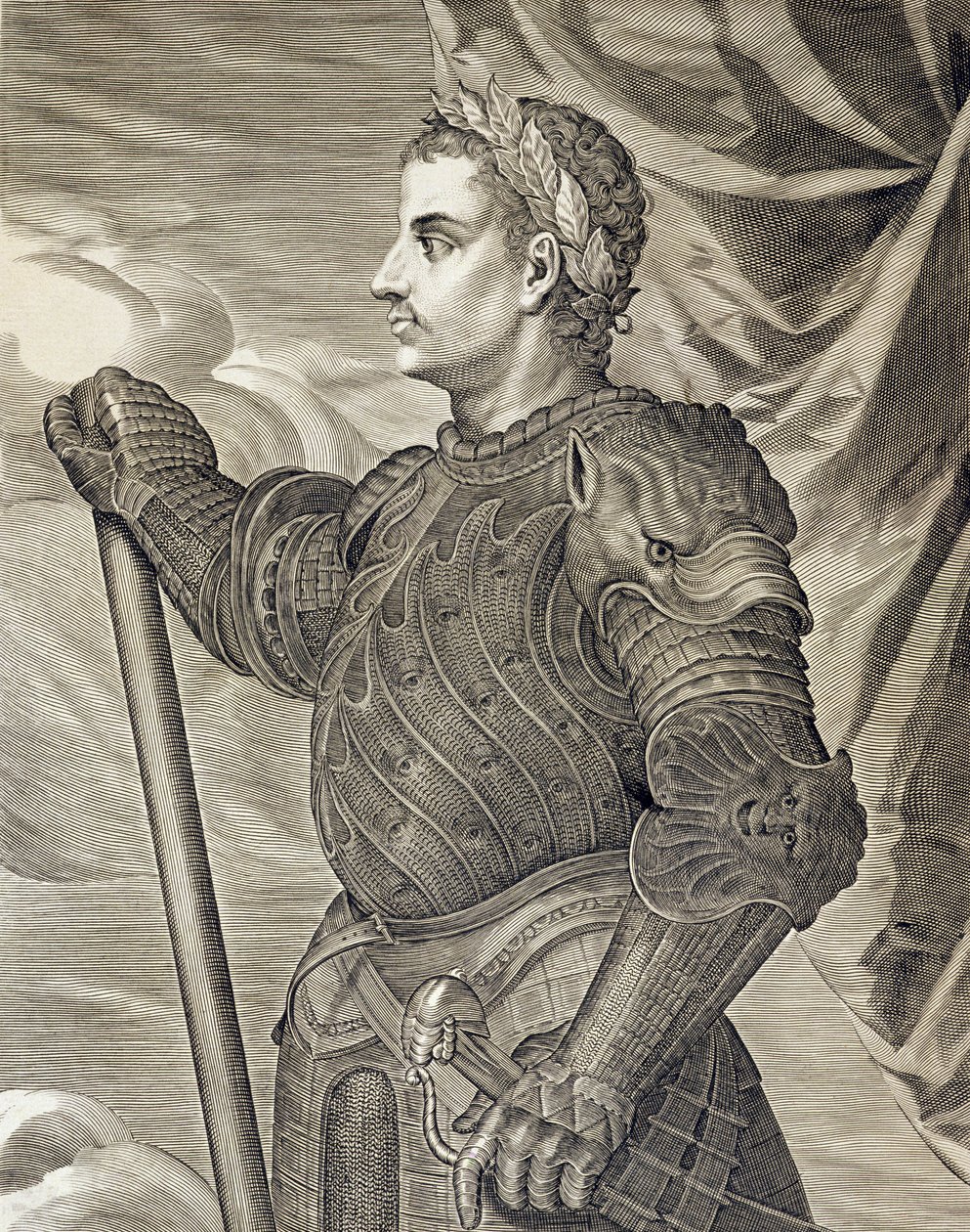 D. Claudius Caesar Emperor of Rome from 41 - 54 AD engraved by Aegidius Sadeler by Tiziano Vecelli
