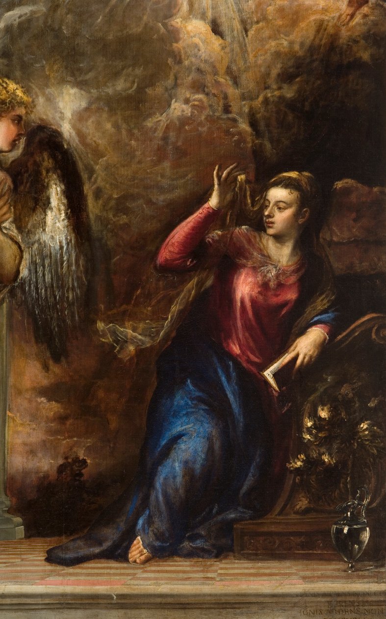 The Annunciation, (detail) by Tiziano Vecelli