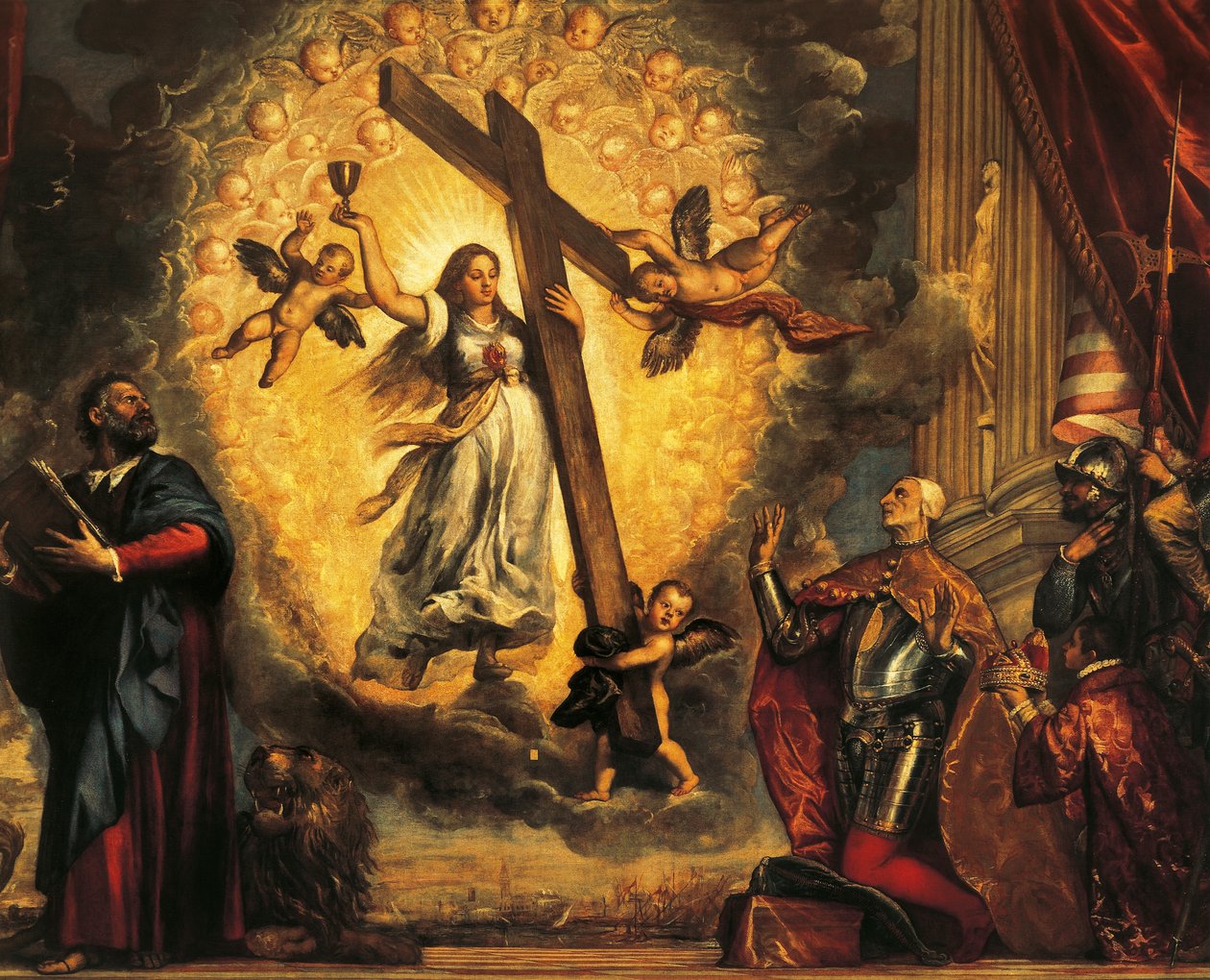 Doge Antonio Grimani Kneeling Before Faith and St Mark, by Titian by Titian (c.1488 1576)