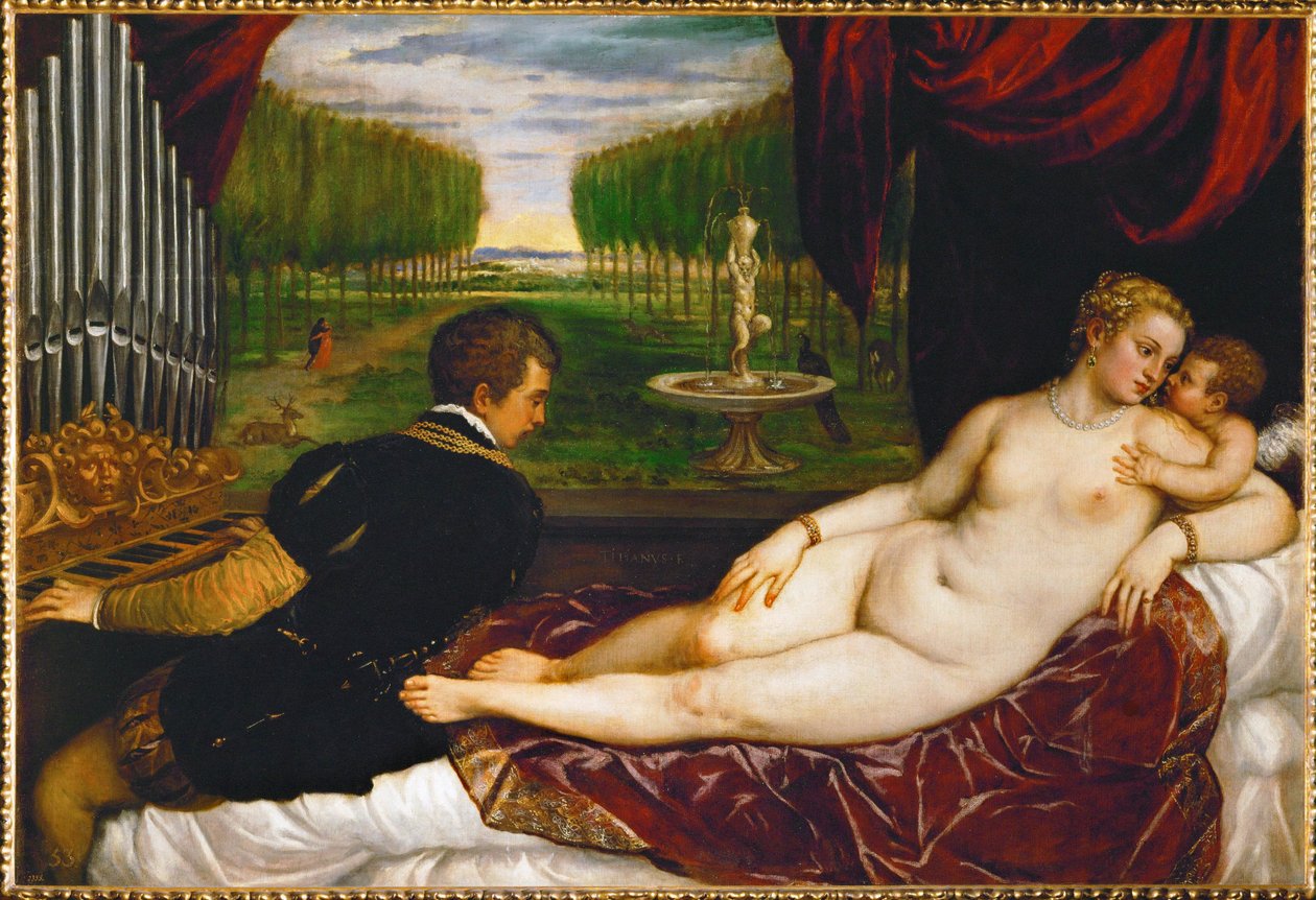 Venus, Cupid and an Organist by Titian (c.1488 1576)