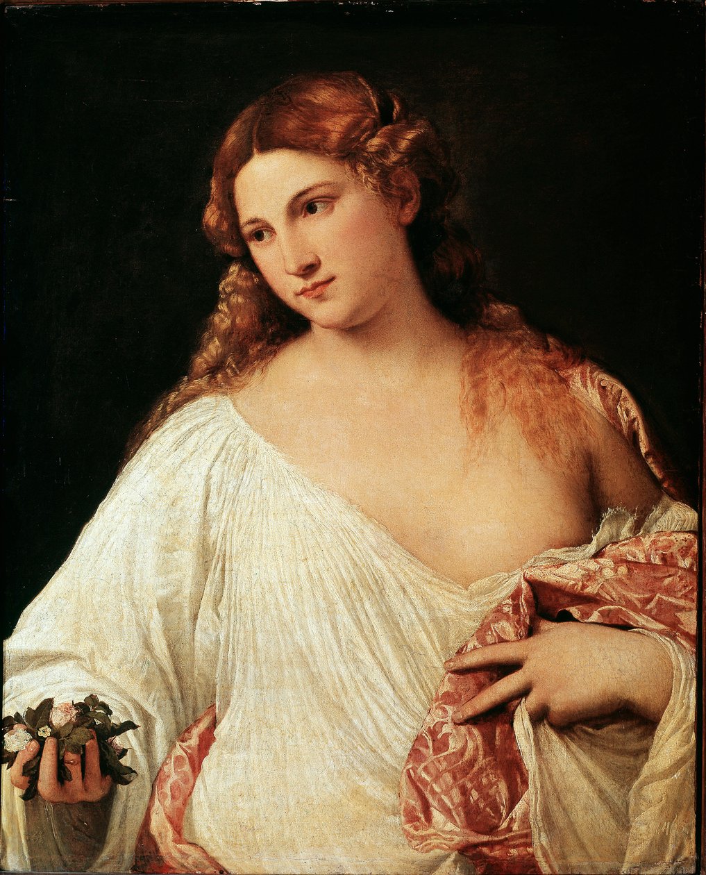 Flora. Painting by Titian, circa 1515. Uffizi Gallery, Florence by Tiziano Vecelli