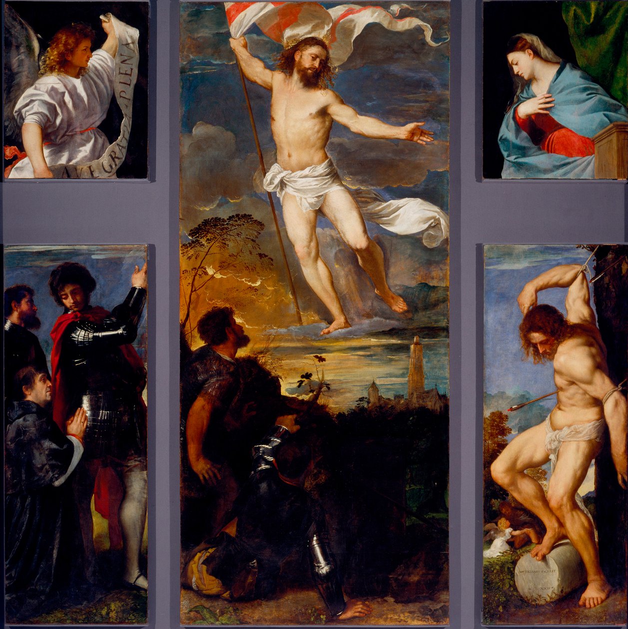 The Resurrection, The Virgin, Saint Sebastian, and the Sponsors by Titian (c.1488 1576)