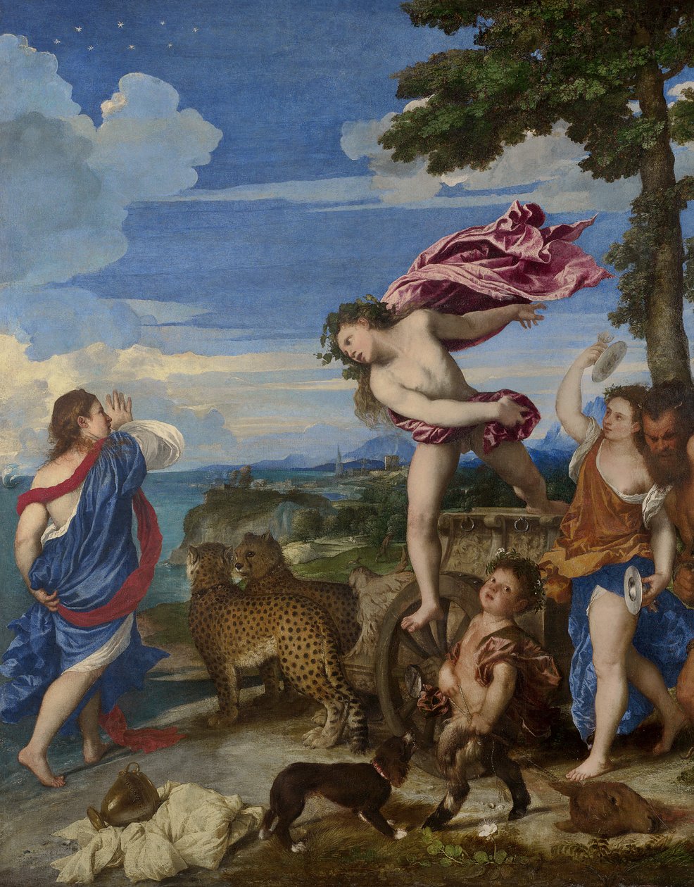 Bacchus and Ariadne, 1520-23 (pre-restoration) (detail) by Tiziano Vecelli