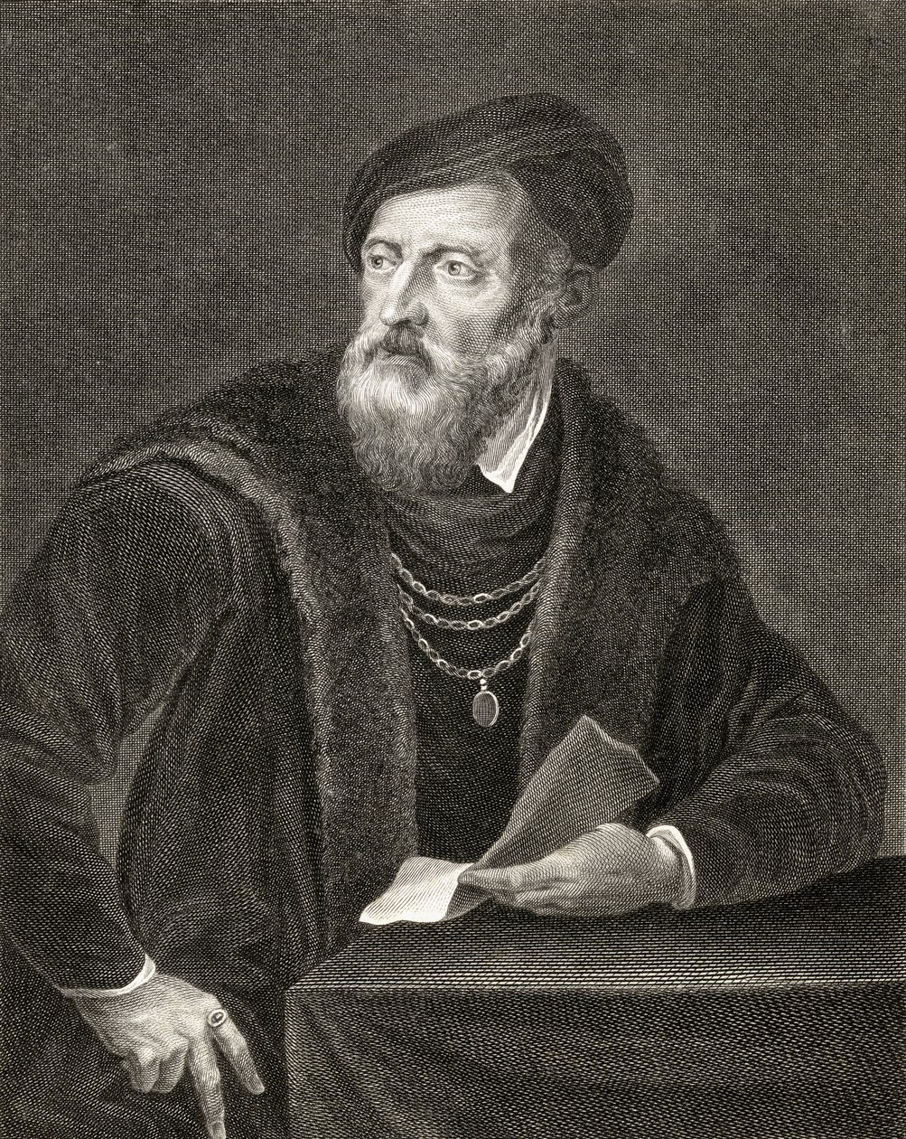 Self Portrait, engraved by Antoine Louis Romanet by Tiziano Vecelli