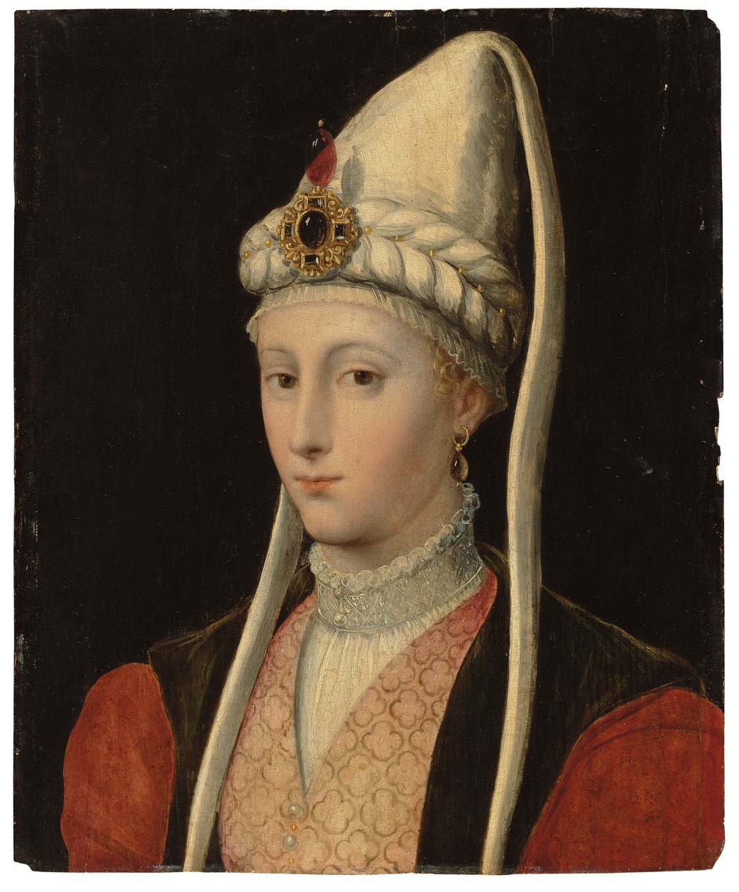 Portrait of a Woman, Possibly Haseki Hürrem Sultan, Called Roxelana, Bust-Length, in Ottoman Costume, with a Jewelled Headdress by Tiziano Vecelli