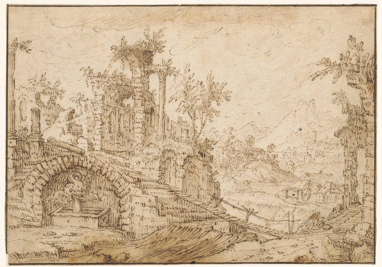 Landscape with Ancient Ruins by Tobias Verhaecht