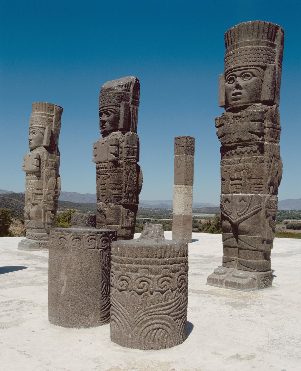 The atlantean columns on top of Pyramid B, Pre-Columbian by Toltec