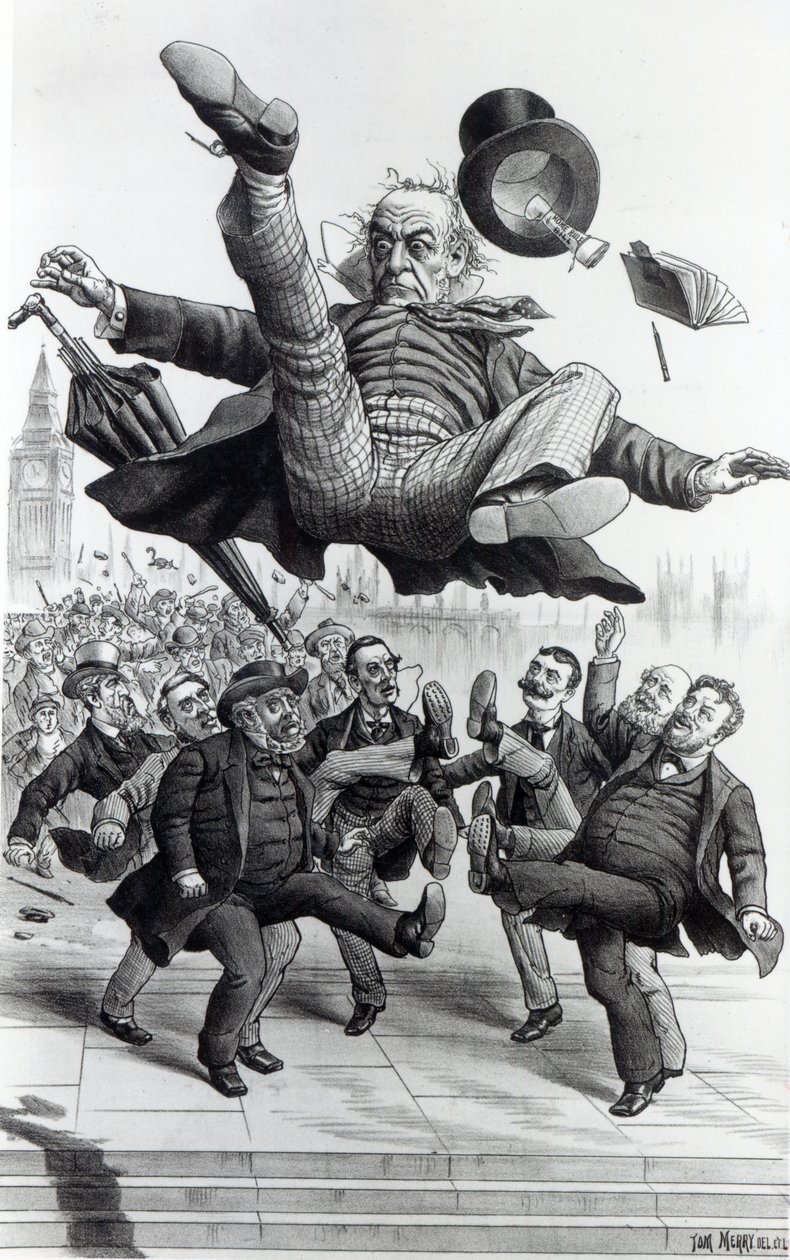 Gladstone Being Kicked Out of Parliament, c.1894 by Tom Merry
