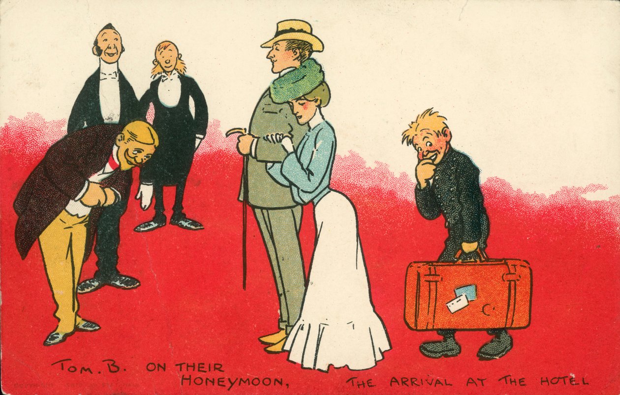 On Their Honeymoon, The Arrival at the Hotel by Tom Browne