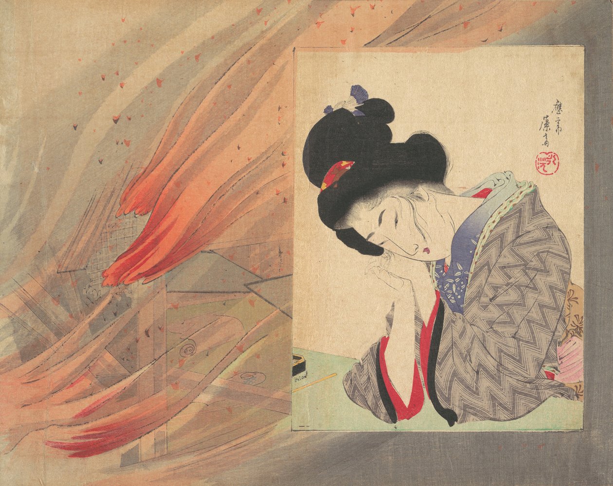 Insurance Girl, Illustration from Bugei Kurabu Literary Club by Tomioka Eisen