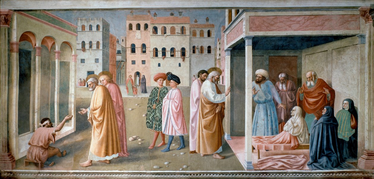 Saint Peter warriors the estropy and resurrection of Tabitha Fresco by Tommaso di Cristoforo Fini dit Masolino da Panicale (1383-around 1440) by Tommaso Masolino da Panicale