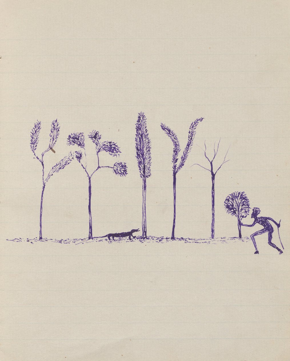 Kwatkwat people - (Aboriginal hunting goanna) Sketchbook mainly of activities of Aboriginals and Whites by Tommy McRae
