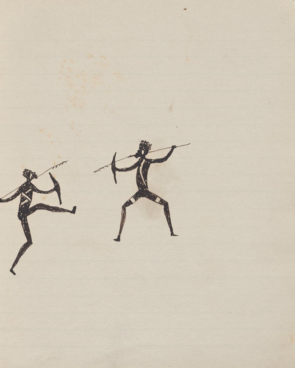 Kwatkwat people - (Aboriginals fighting with spears and shields) Sketchbook mainly of activities of Aboriginals and Whites by Tommy McRae