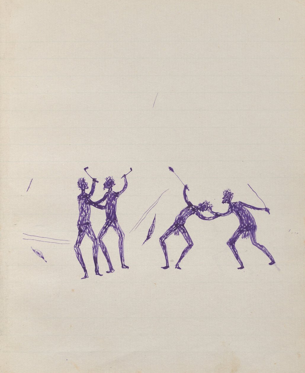 Kwatkwat people - (Aboriginals fighting) Sketchbook mainly of activities of Aboriginals and Whites by Tommy McRae