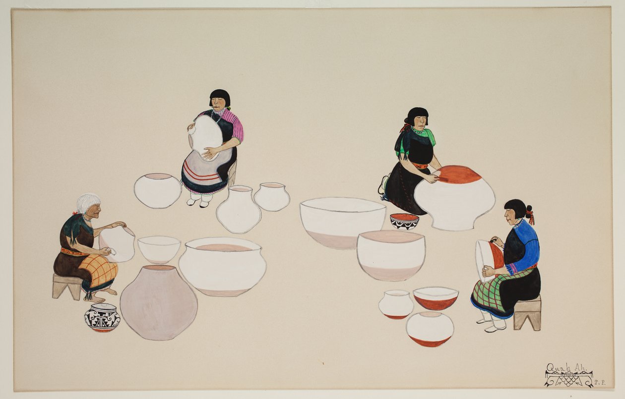 The Air Dried Vessels are Polished by Rubbing with Pebbles, Early 20th Century by Tonita Peña