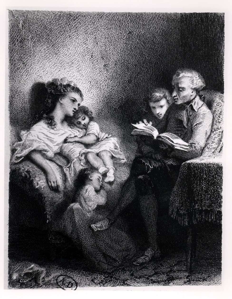 Alphonse de Lamartine (1792-1869) Reading to his Family by Tony Johannot