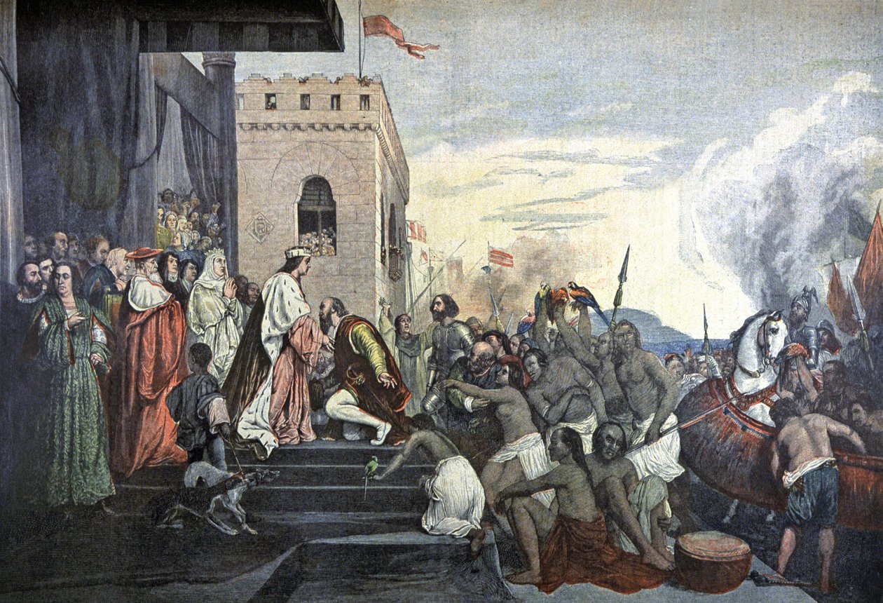 Reception of Christopher Columbus by the Spanish Court in Barcelona by Tony (after) Robert Fleury
