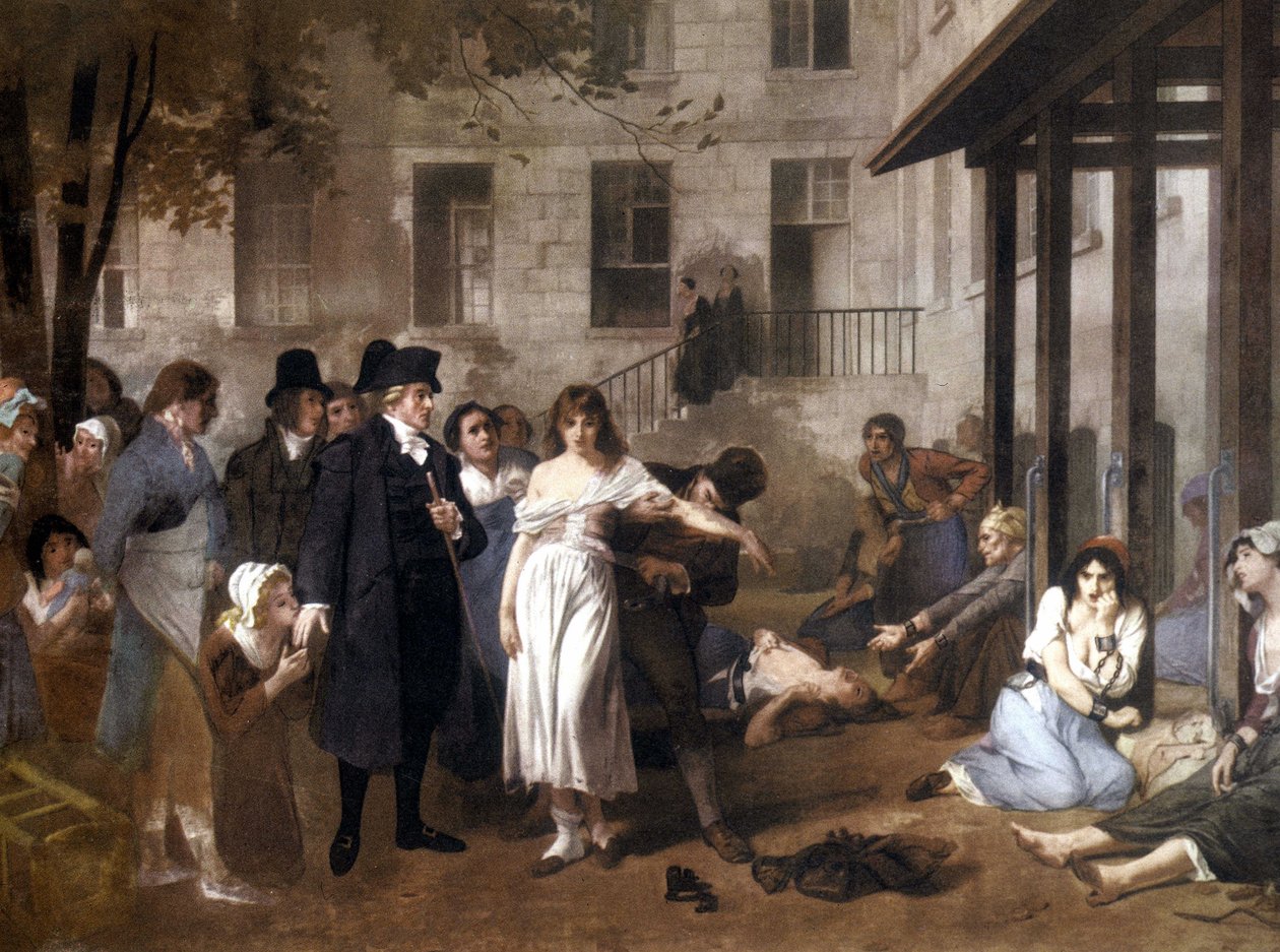 Doctor Philippe Pinel (1745 - 1826) liberating the insane from their chains by Tony Norbert Fleury by Tony Robert Fleury