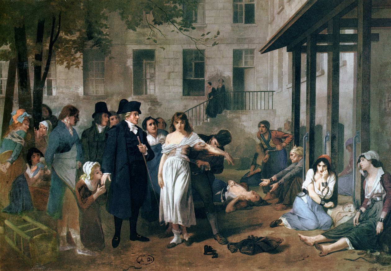 Philippe Pinel (1745-1826) Releasing Lunatics from Their Chains at the Salpetriere Asylum in Paris in 1795 by Tony Robert Fleury