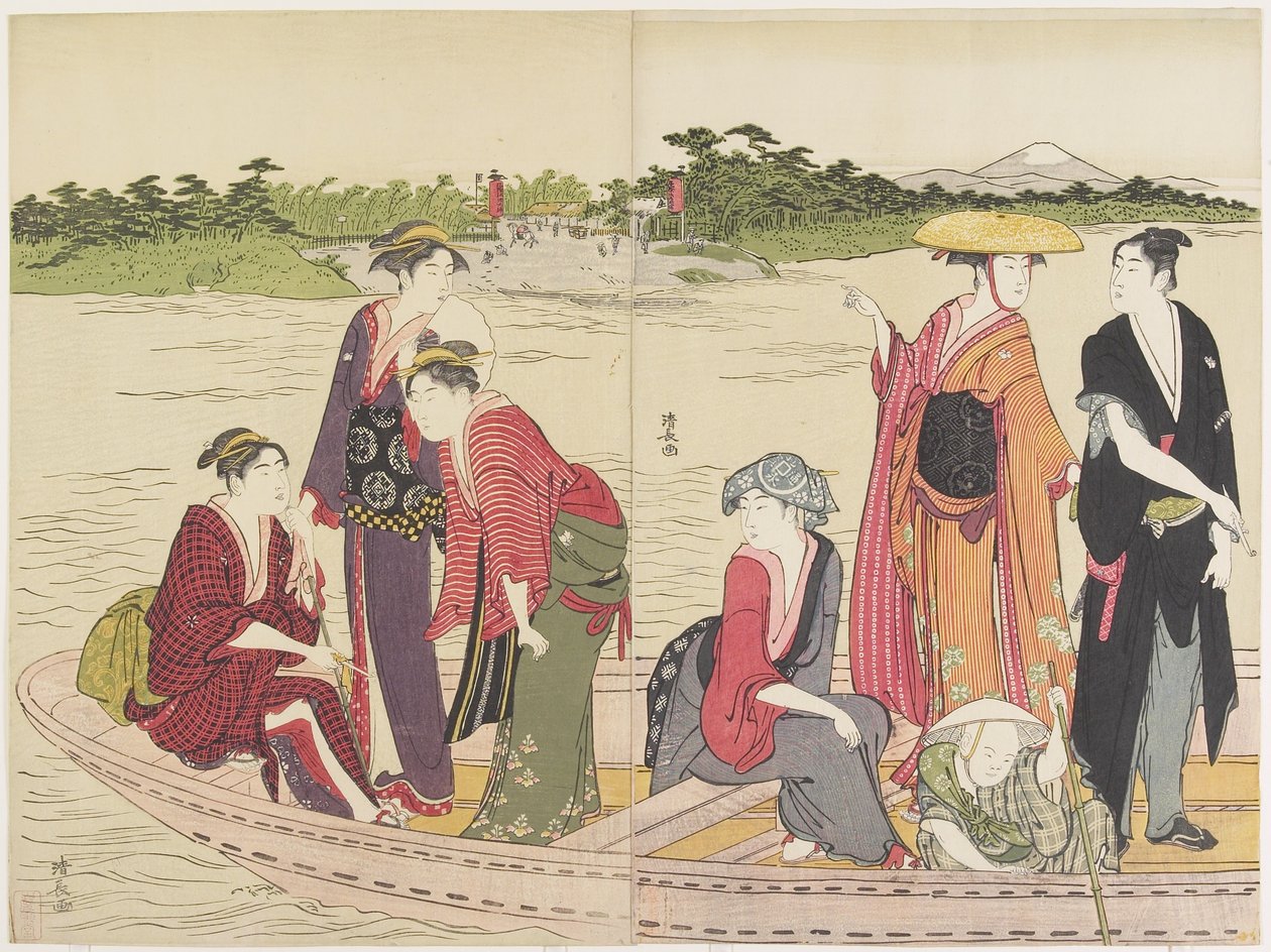 Ferryboat on the Rokugo River by Torii Kiyonaga