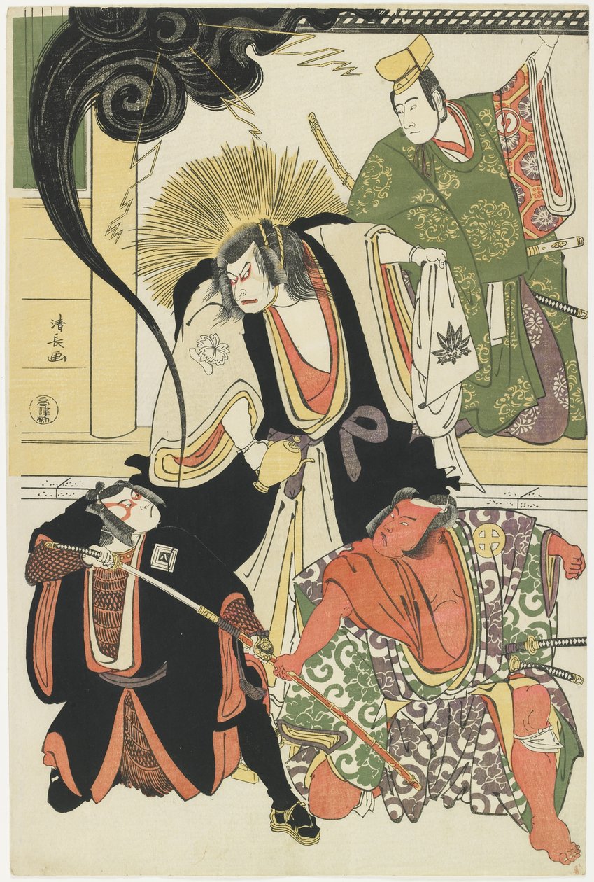 Scene from the AKbuki Play Yukimotsutake Furisode Genji, 1785 by Torii Kiyonaga