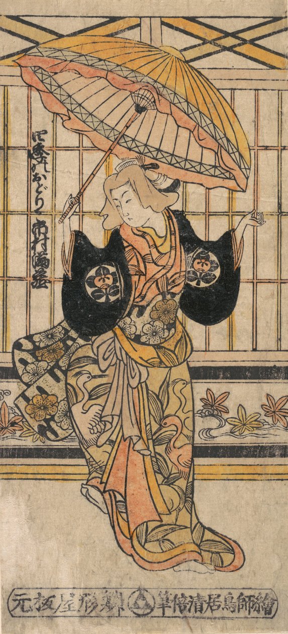 The Actor Ichimura Uzaemon VIII 1699-1762 as a Woman with Parasol by Torii Kiyomasu I