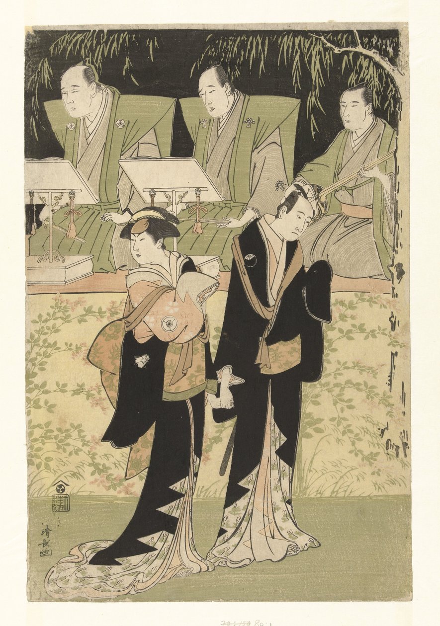 Actors Sawamura Sojuro III and Iwai Hanshiro IV as Jihei and Koharu by Torii Kiyonaga