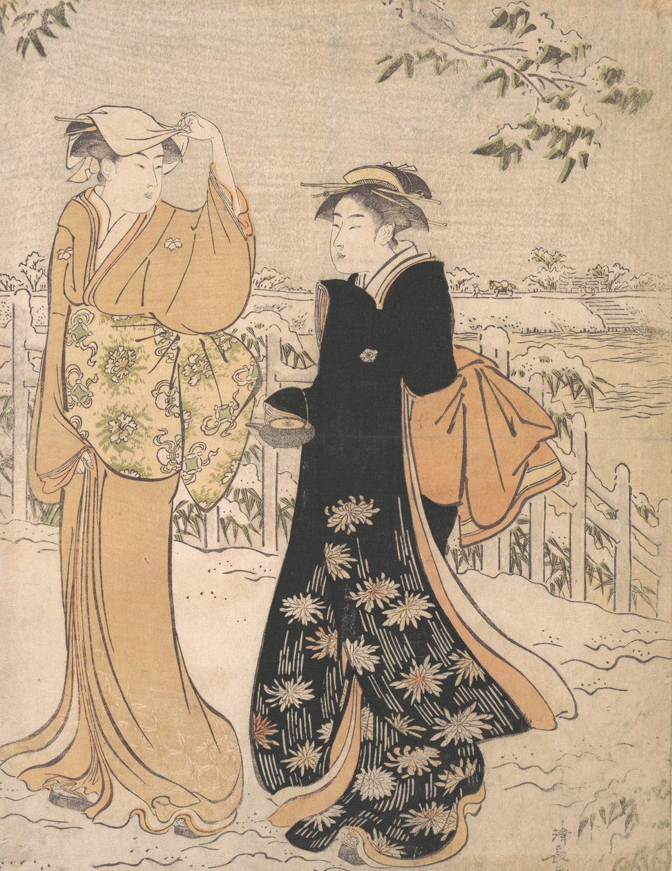 Two Women on Matsuchi Hill Edo by Torii Kiyonaga