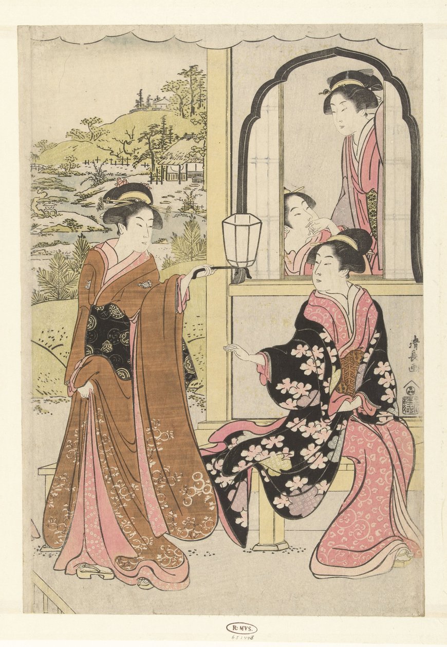 Four Court Ladies Listening to Yoshitsune