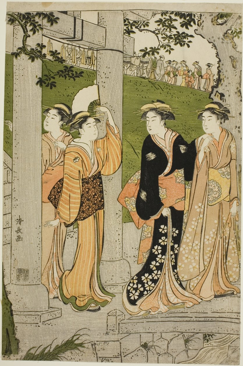 Women Visiting Mimeguri Shrine by Torii Kiyonaga