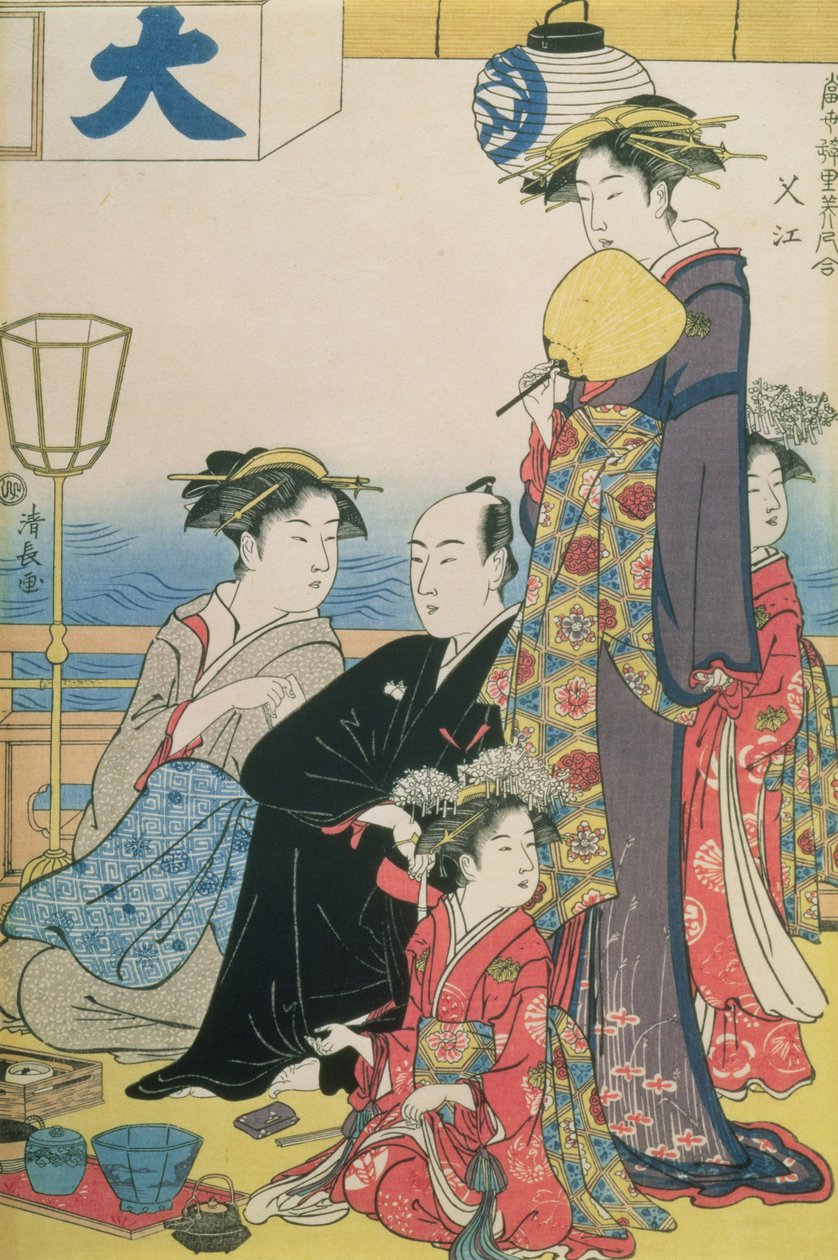 Women of the Gay Quarters, Right Hand Panel of a Diptych by Torii Kiyonaga