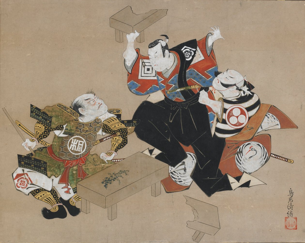 The Actors Ichikawa Danjuro II as Soga no Goro and Ogawa Zengoro as Kudo Suketsune by Torii Kiyonobu I