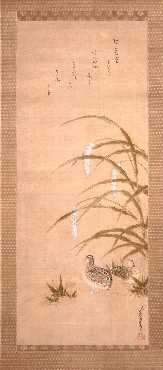 Quail and Millet by Tosa Mitsunari