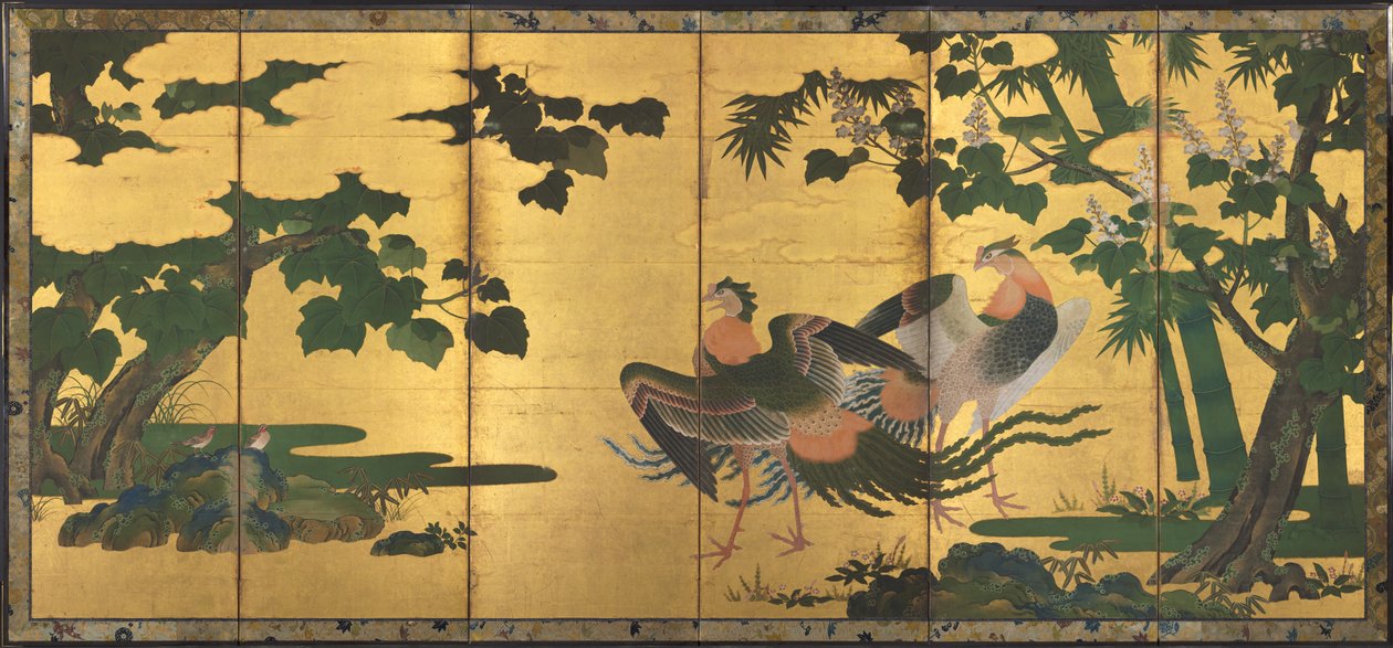 Peafowl and Phoenixes, late 1500s by Tosa Mitsuyoshi