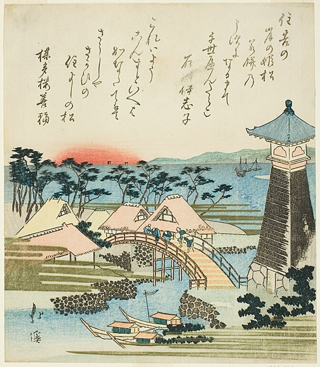 Lighthouse at Sumiyoshi, Osaka by Totoya Hokkei
