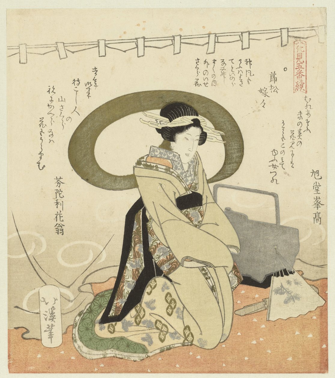 Woman by Picnic Set by Totoya Hokkei