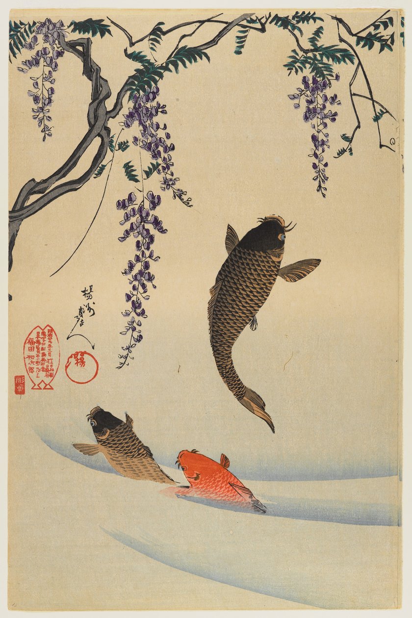 Three carp by Toyohara Chikanobu