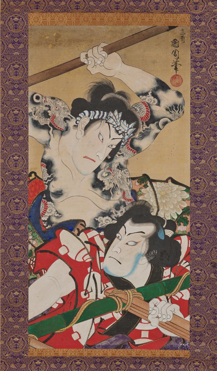 The Fight Between a Me-Squad Fireman and a Sumo Wrestler by Toyohara Kunichika